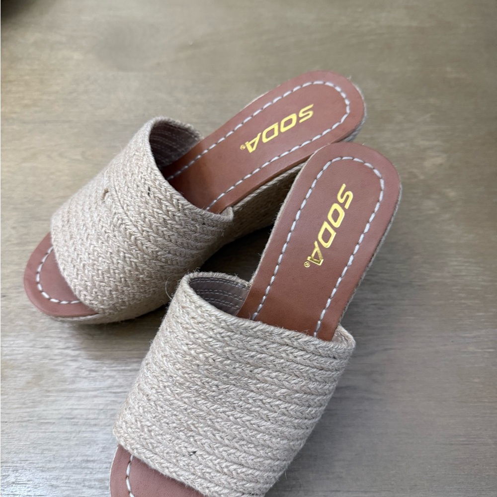 Soda Women's Tan Slide Sandals